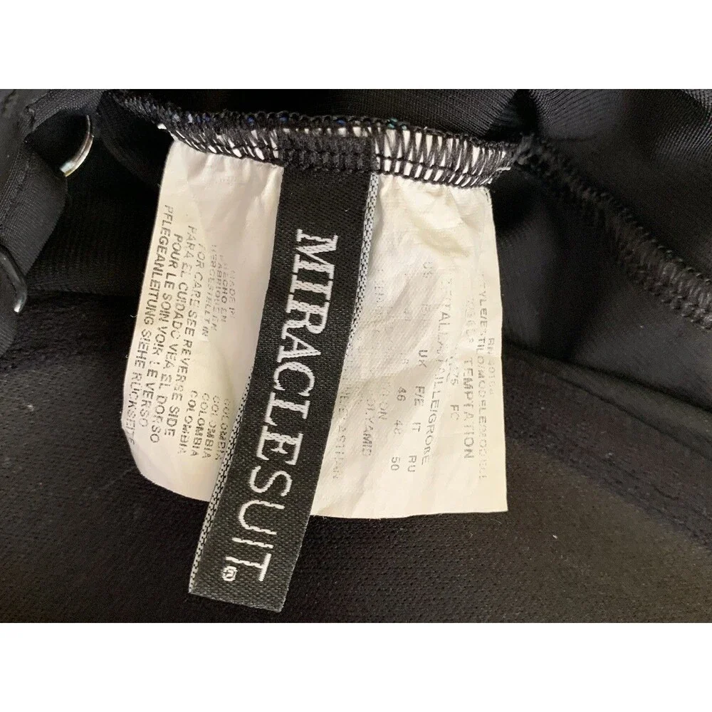 Miraclesuit Temptation One Piece Swimsuit Size 14 Blue Black Tummy Control